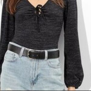 American Eagle  Black Long Sleeve Bodysuit